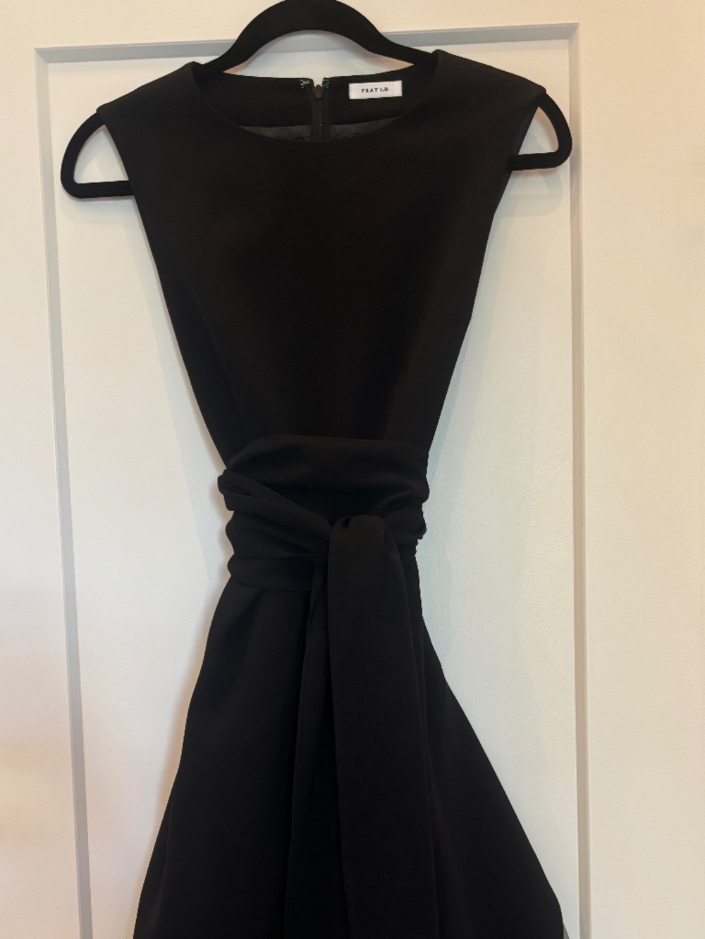 Fray I.D Japanese Designer Black Dress Layered Floral Pleated Asymmetrical